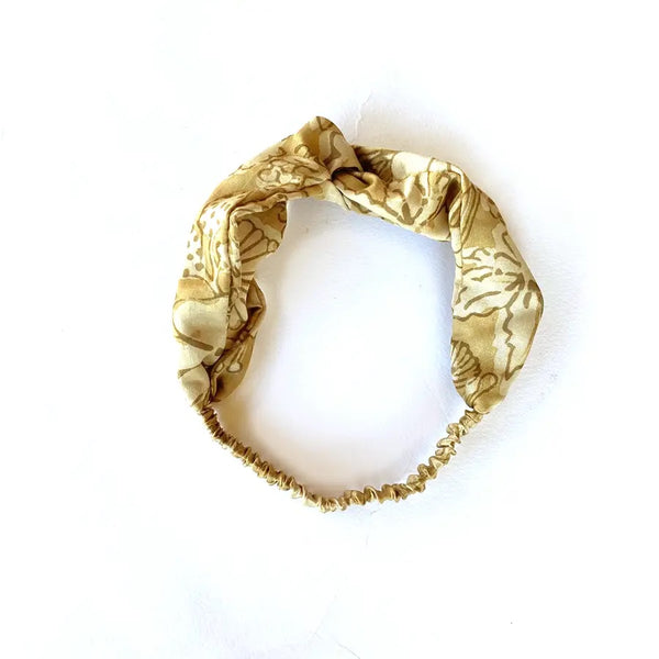 Cotton/Silk Mustard Floral Printed Headband