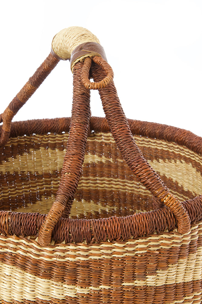 Caramel Diamond Handwoven Decorative Bolga Basket