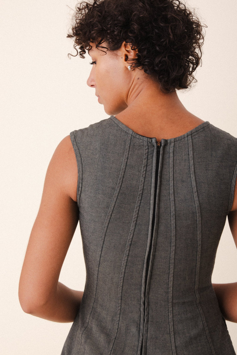 New Directions Dress in Denim Khaki