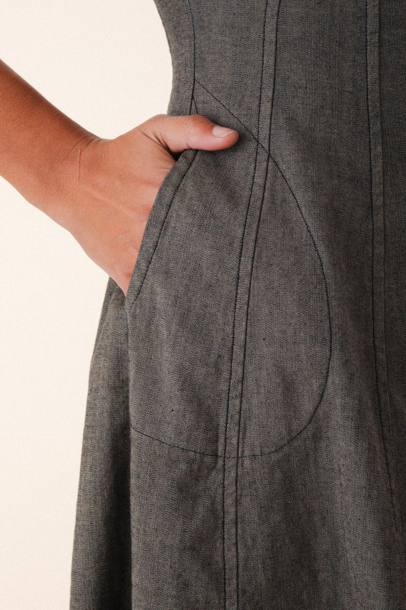 New Directions Dress in Denim Khaki
