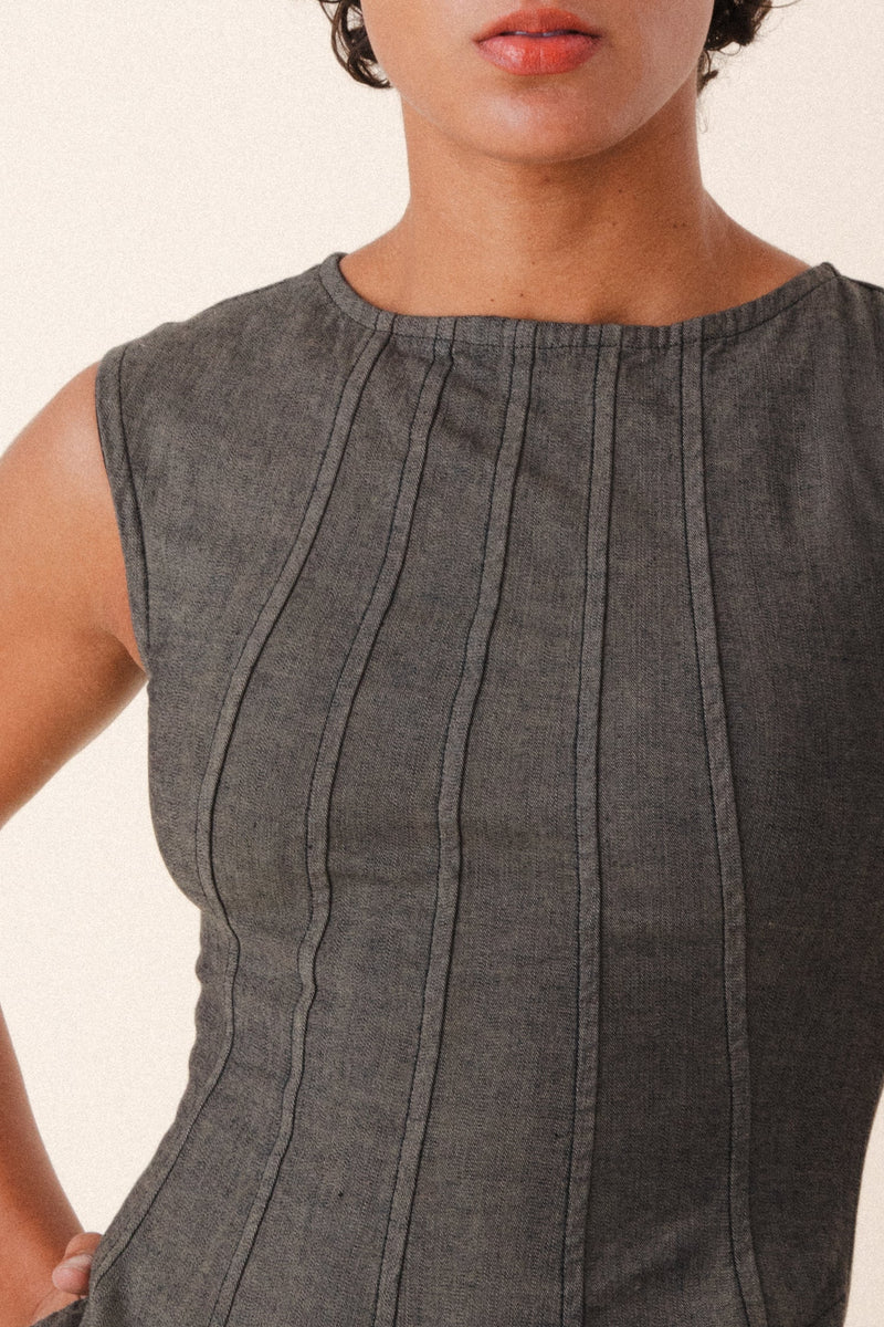 New Directions Dress in Denim Khaki