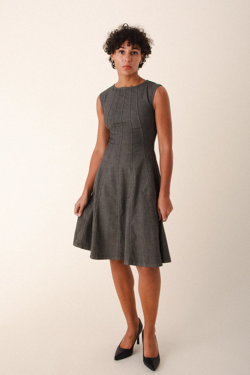 New Directions Dress in Denim Khaki