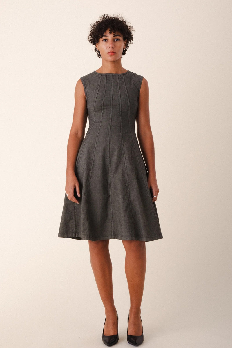 New Directions Dress in Denim Khaki