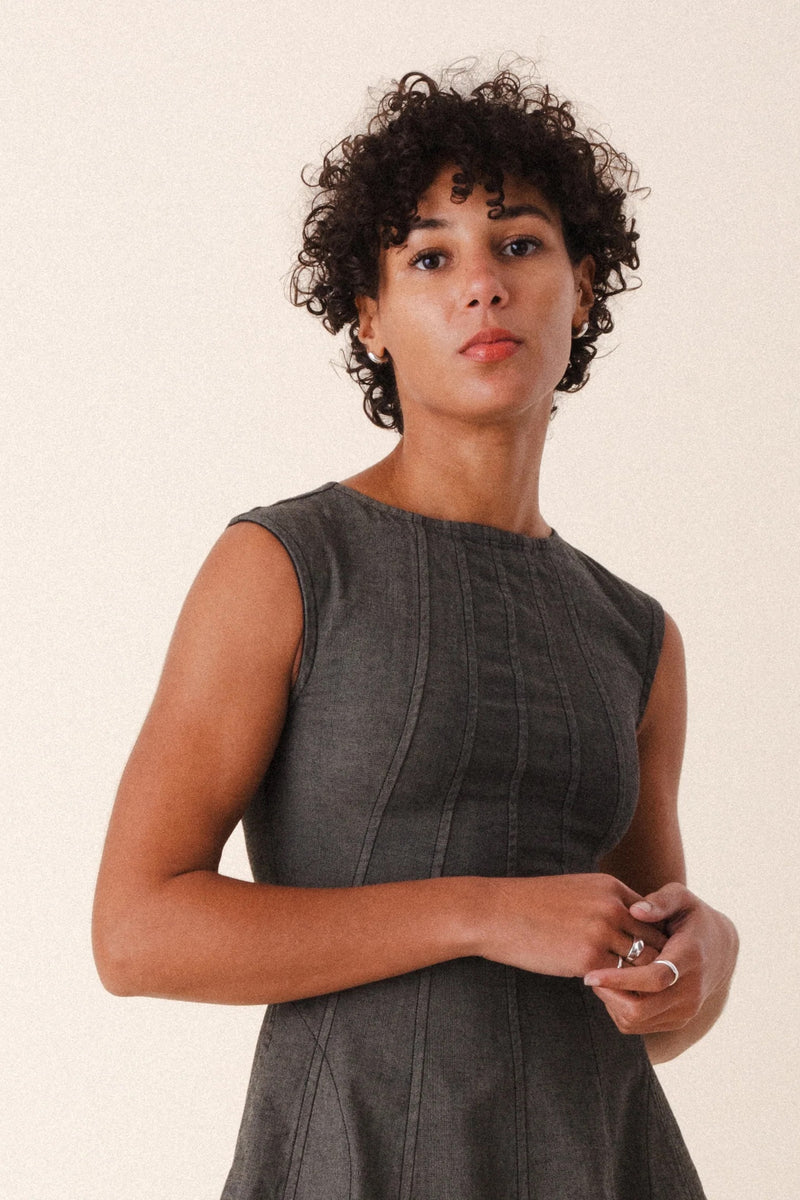 New Directions Dress in Denim Khaki