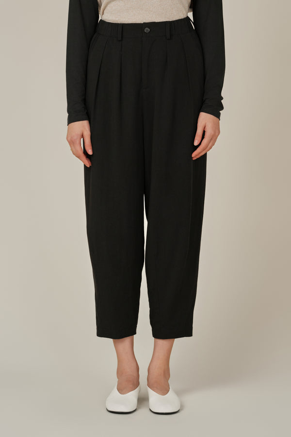 Tencel Barrel Pants - Black