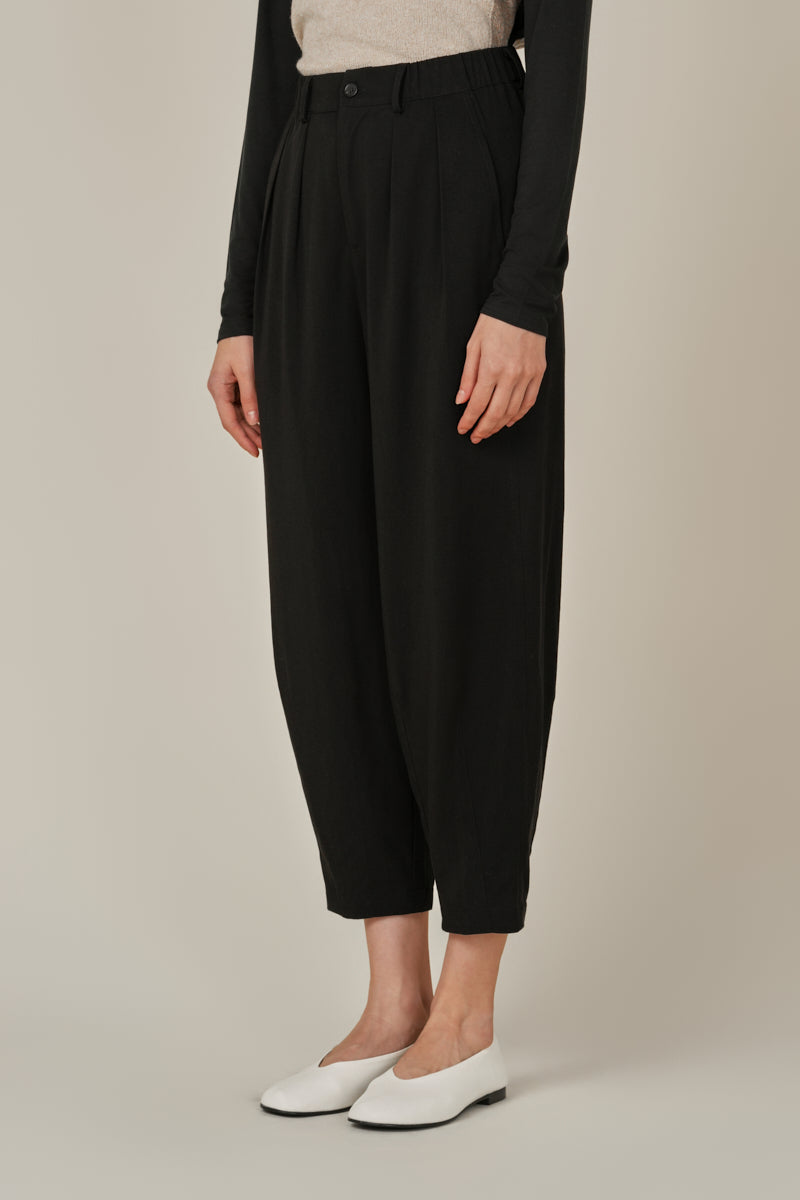 Tencel Barrel Pants - Black