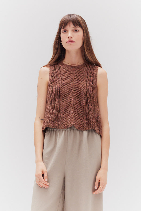 Crop Sweater Top in Chocolate