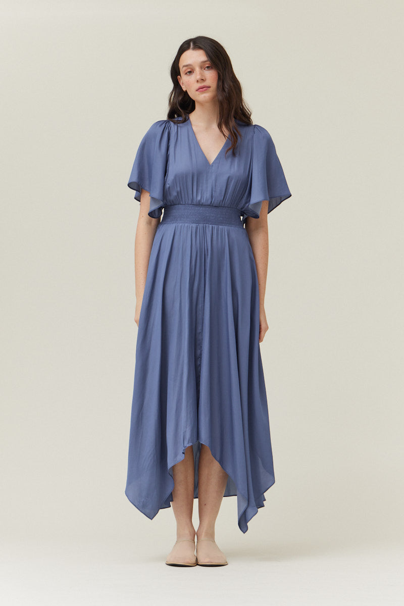 Unbalanced Maxi Dress in Cornflower Blue