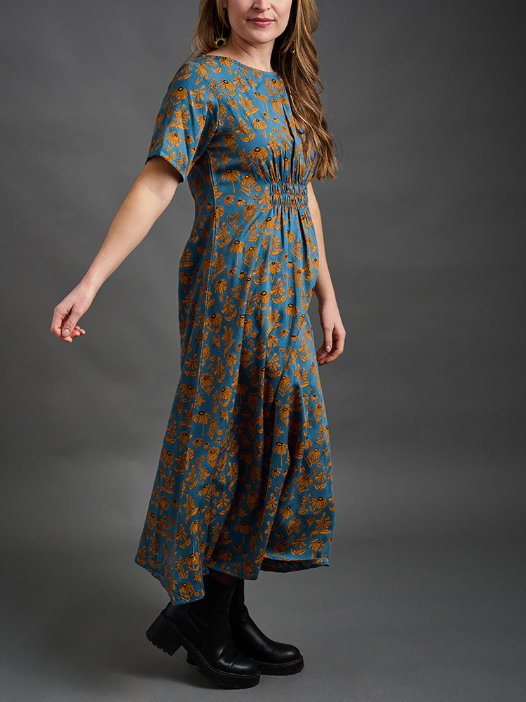 Artsy Traveler Midi Dress - Teal Floral