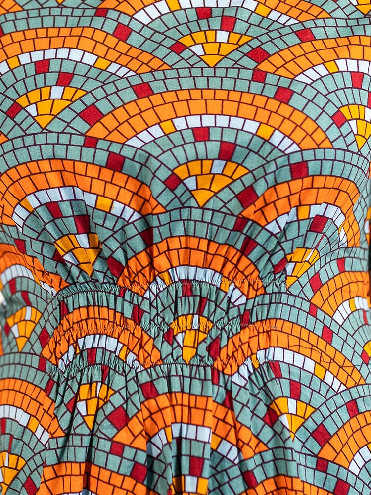 Artsy Traveler Midi Dress in Mosaic Fan