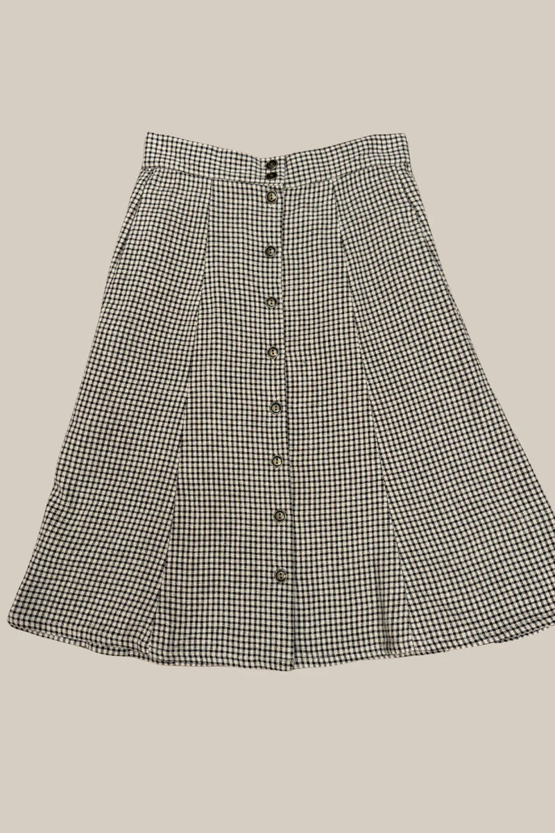 Bae Skirt in Black & Oat Cotton Gingham