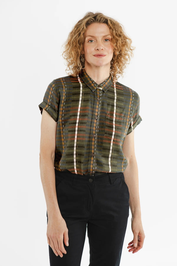 Bea Shirt in Olive Stripe