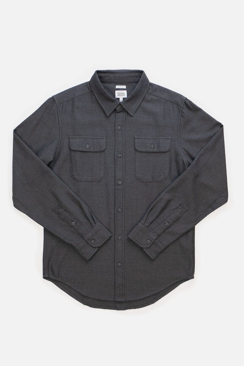 Bedford Shirt in Charcoal Herringbone