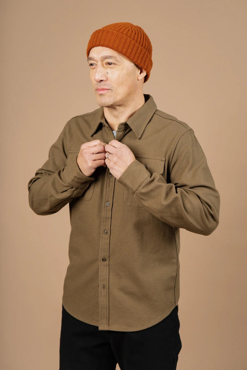 Bedford Shirt in Olive Twill