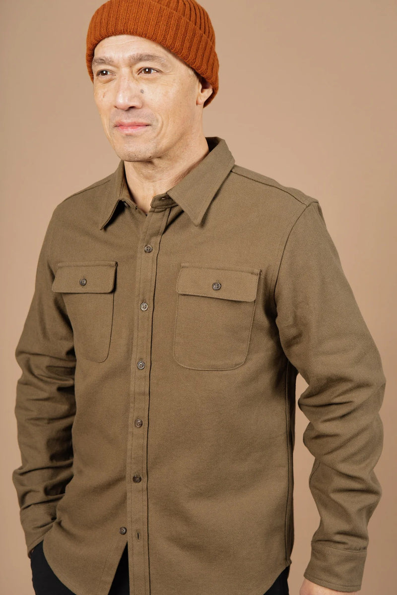 Bedford Shirt in Olive Twill