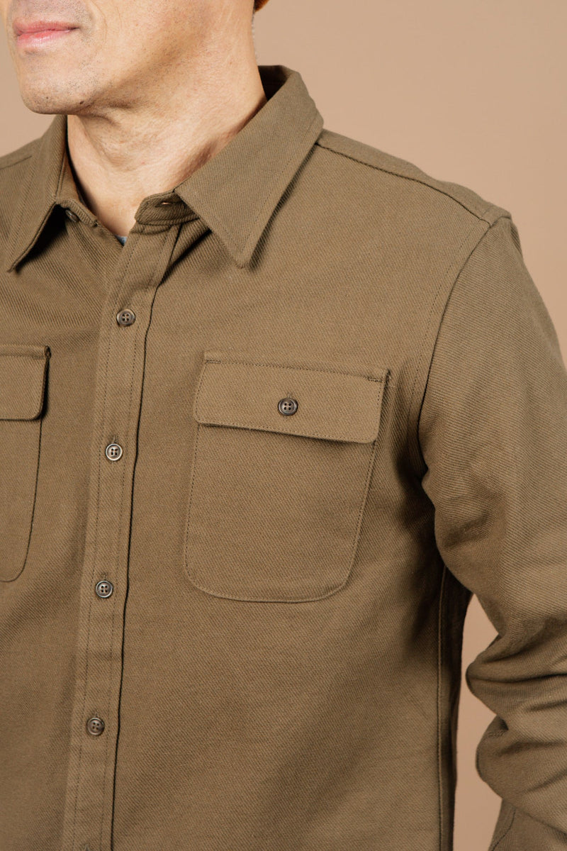 Bedford Shirt in Olive Twill