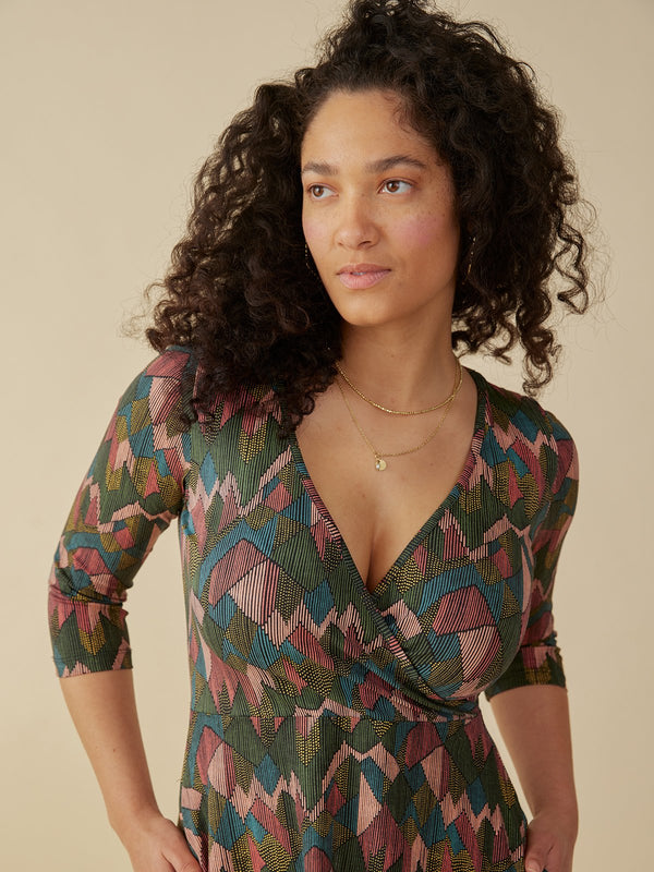 Callie 3/4 Sleeve Dress - Geo Jewels