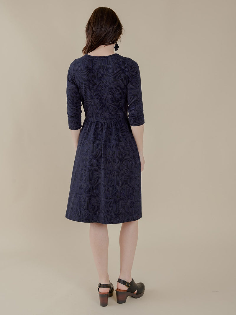 Callie 3/4 Sleeve Dress - Tree Rings Midnight