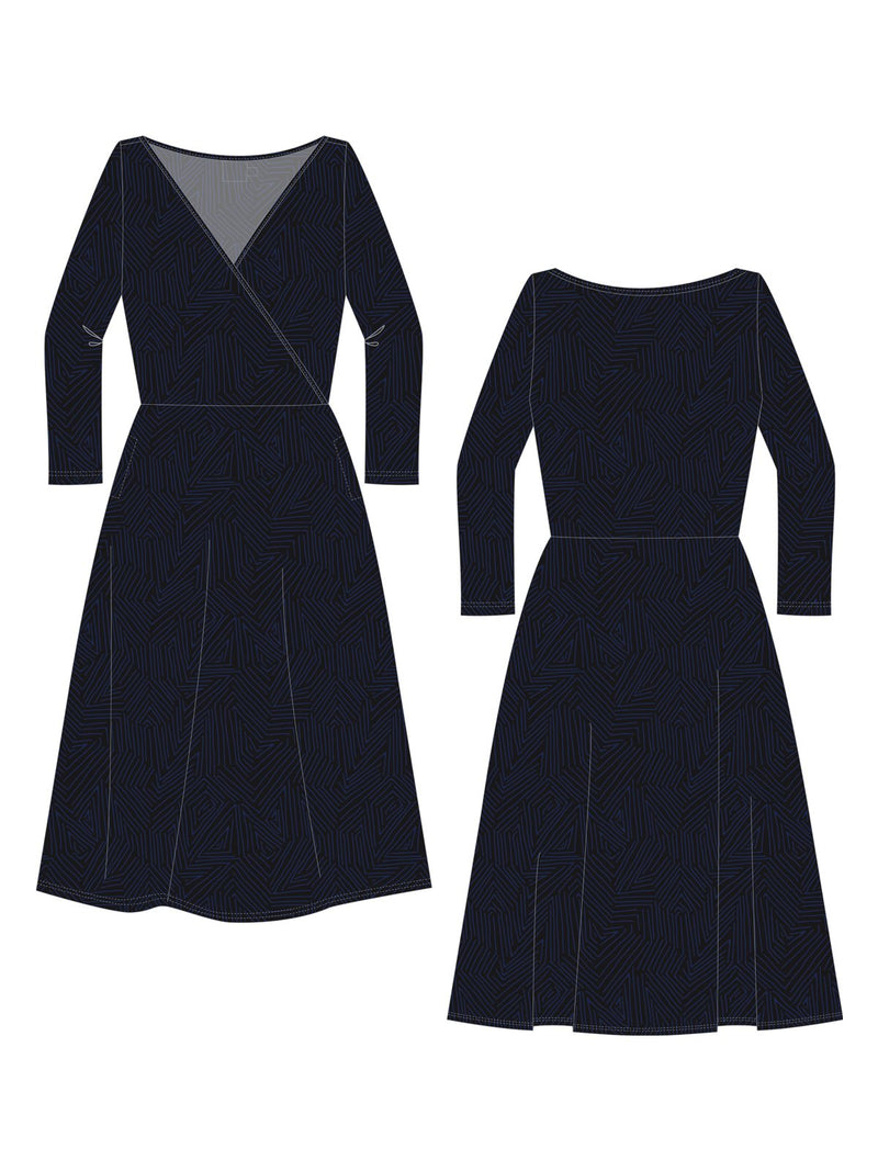 Callie 3/4 Sleeve Dress - Tree Rings Midnight