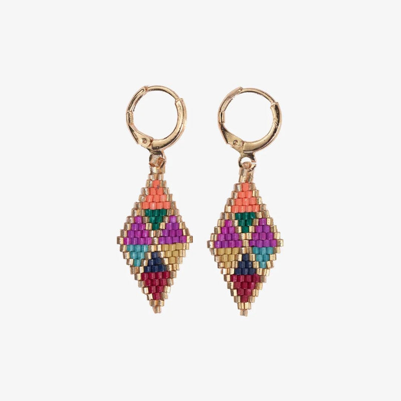 Carmen Mini Beaded Drop Hoop Earrings - Muted