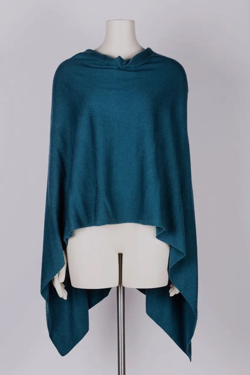 Cashmere Poncho in Peacock