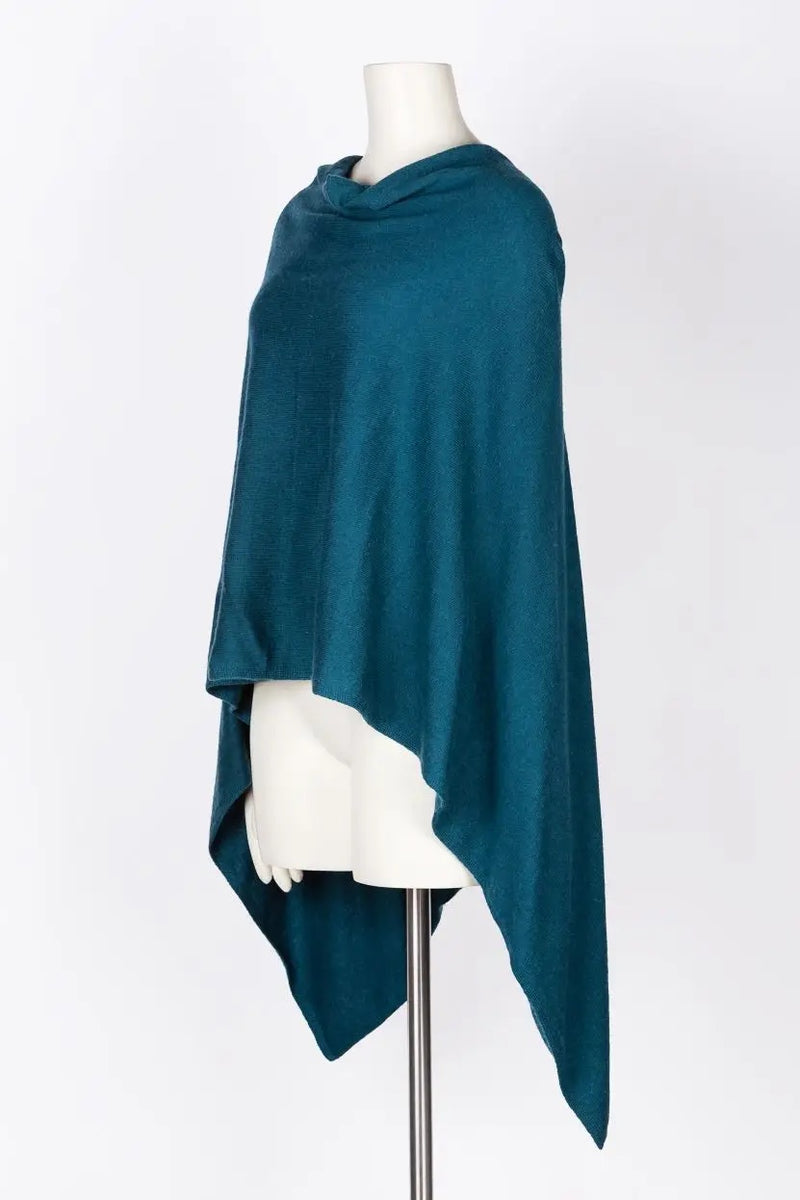 Cashmere Poncho in Peacock