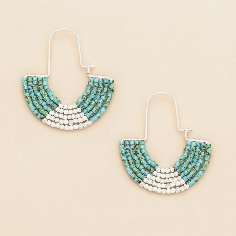 Chromacolor Miyuki U-Hoop Earring - Speckled Turquoise/Silver