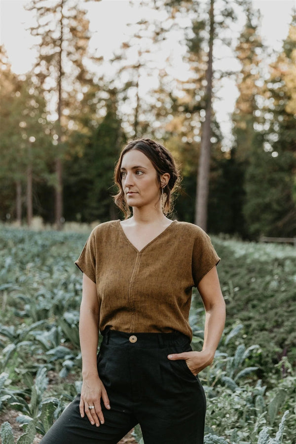 Dolman Top in Golden Checker