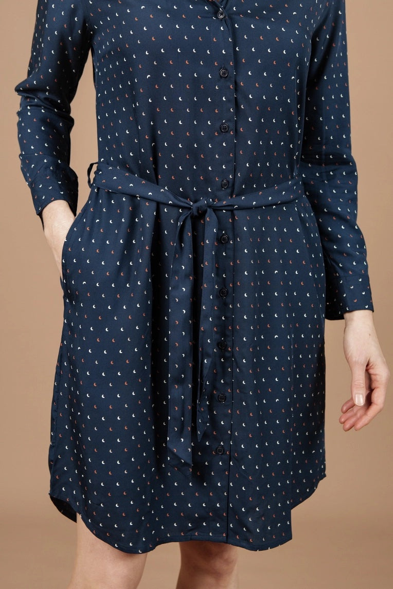 Emery Shirt Dress in Midnight Crescent