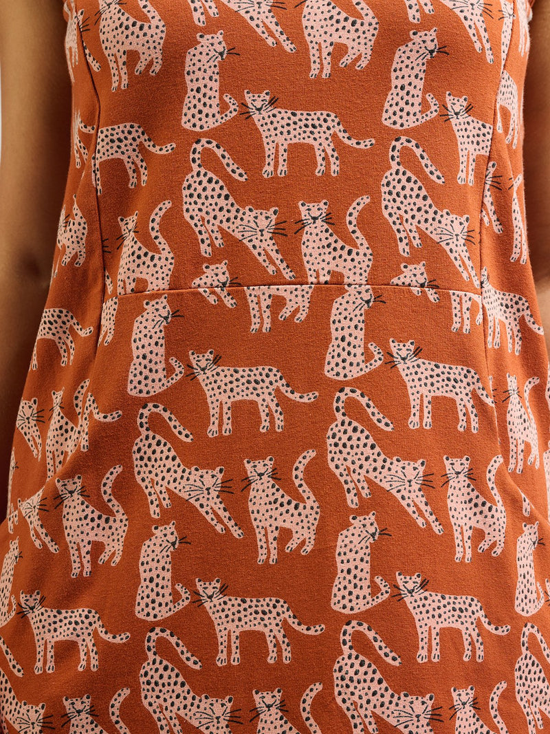 Evanston Dress - Leopard Sienna