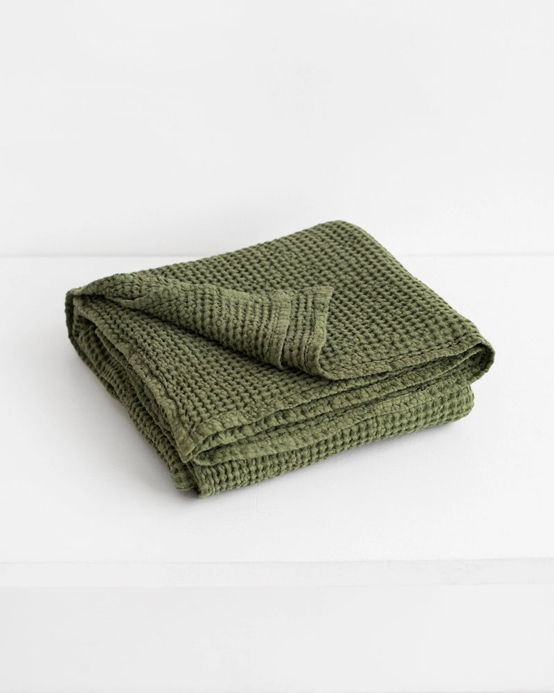 Waffle Throw Blanket - Forest Green