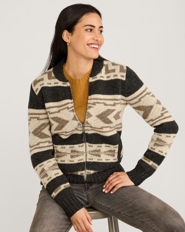 Pendleton Graphic Shetland Zip Cardigan