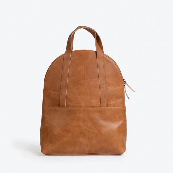 Halfmoon Leather Backpack - Camel