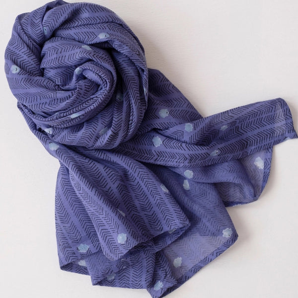 Herringbone Spot Royal Block Printed Scarf