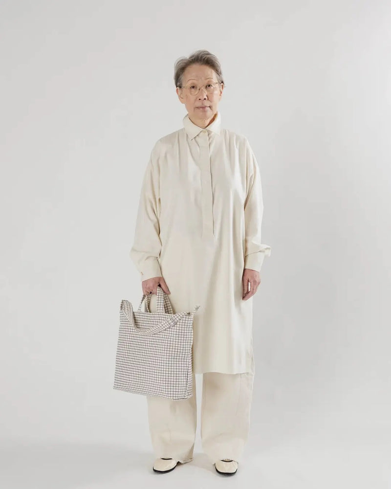 Baggu Horizontal Zip Duck Bag in Natural Grid