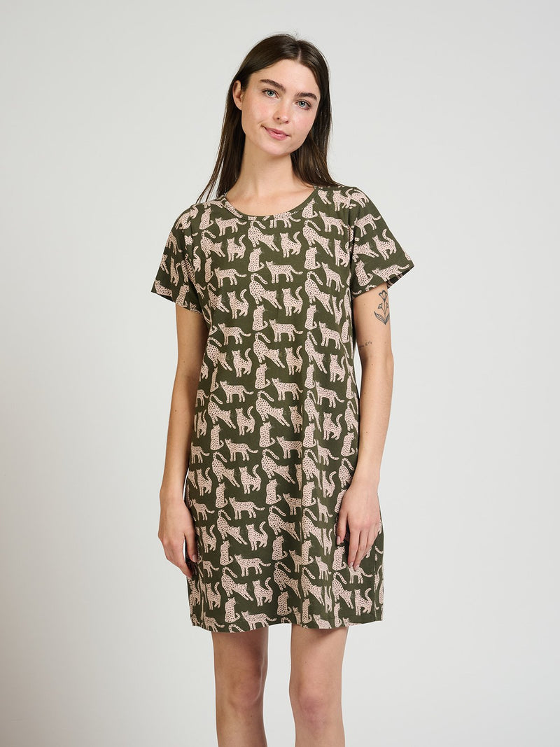 Hudson Shirt Dress - Leopard Green