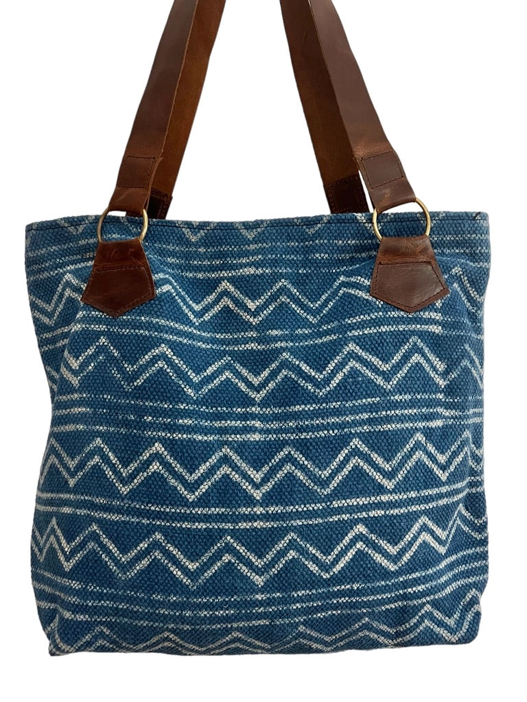 Indigo Block Print Tote Bag