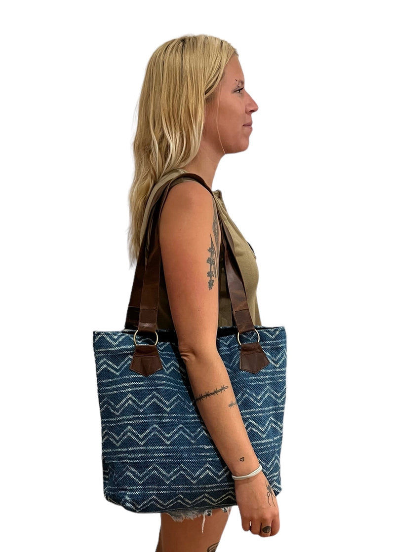 Indigo Block Print Tote Bag