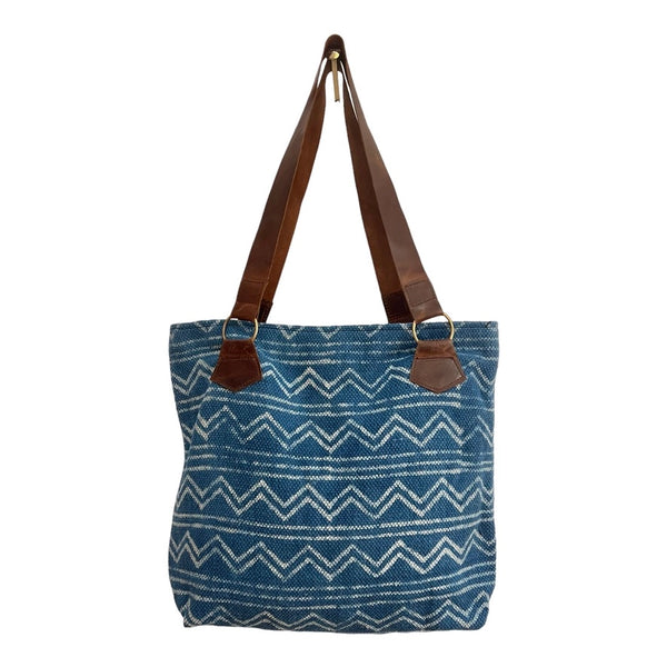 Indigo Block Print Tote Bag