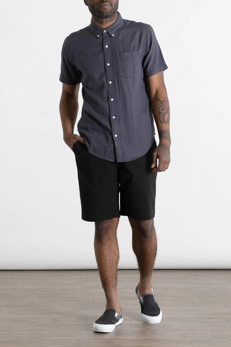 Jordan Slim Shirt in Charcoal Doublecloth