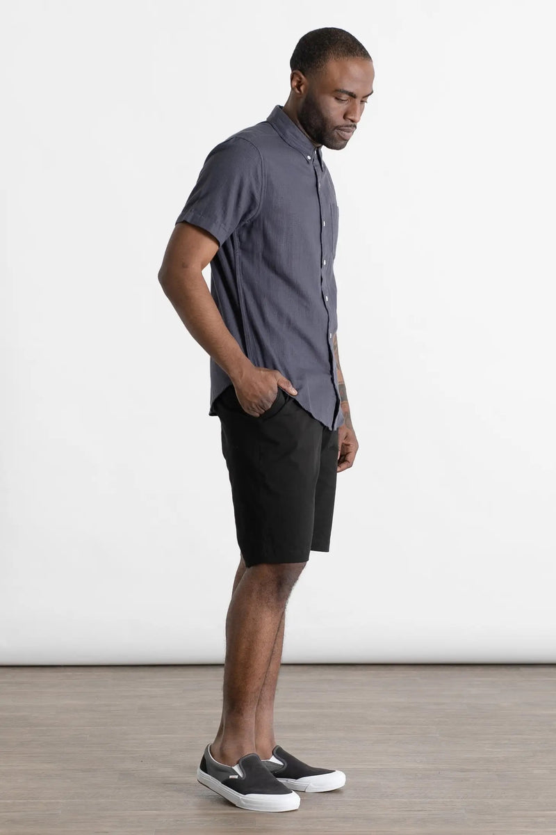 Jordan Slim Shirt in Charcoal Doublecloth