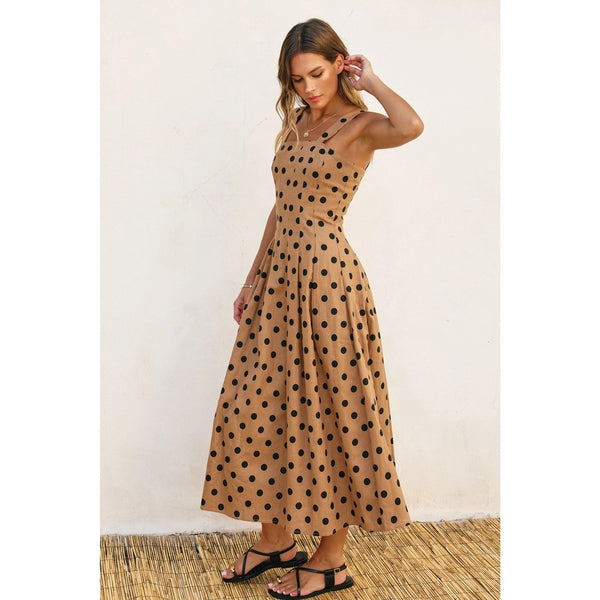 Polkadot Seamed Midi Dress