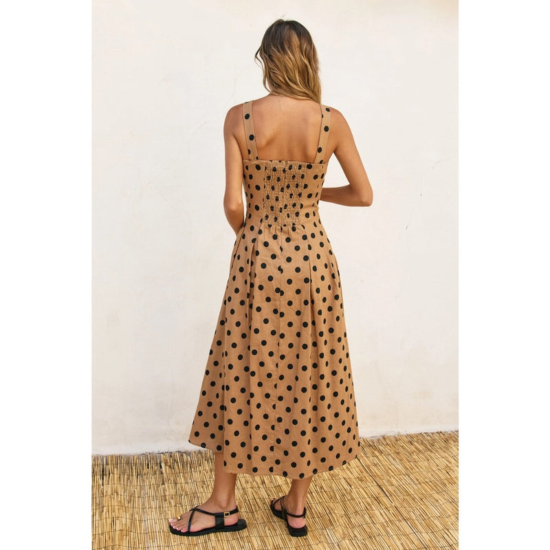 Polkadot Seamed Midi Dress