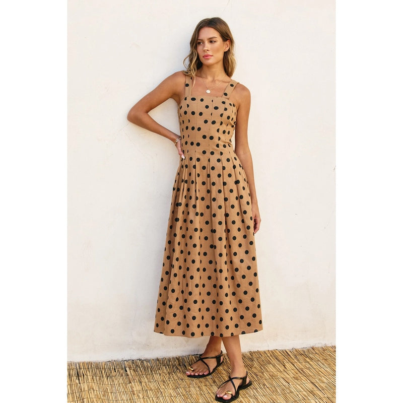 Polkadot Seamed Midi Dress