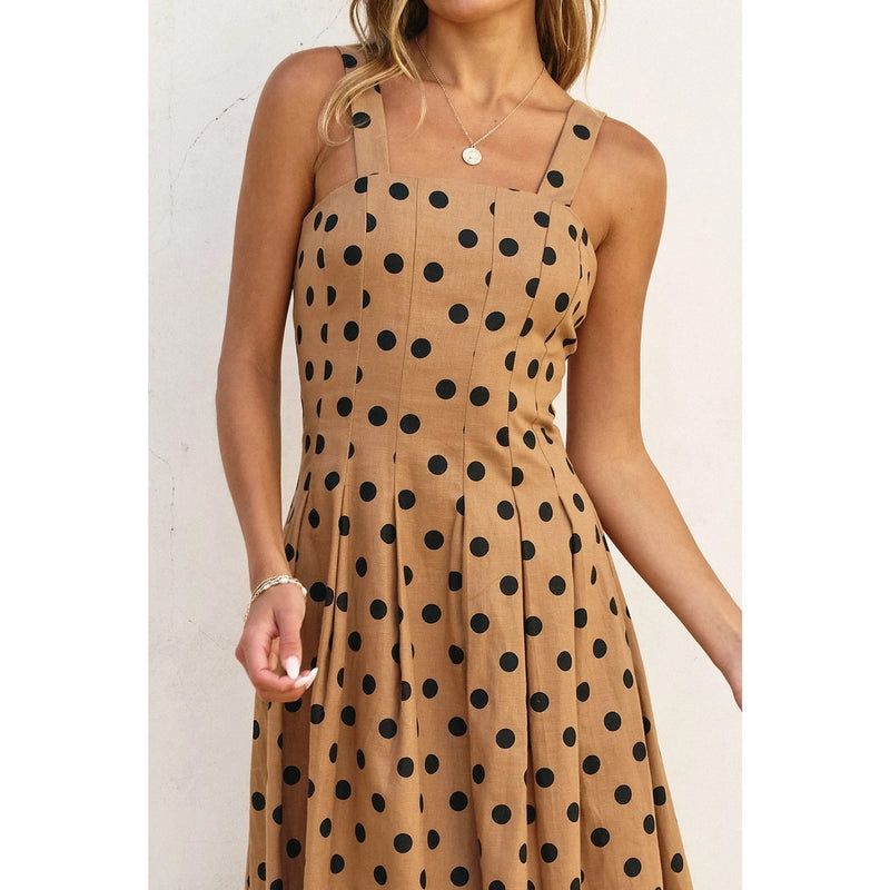 Polkadot Seamed Midi Dress