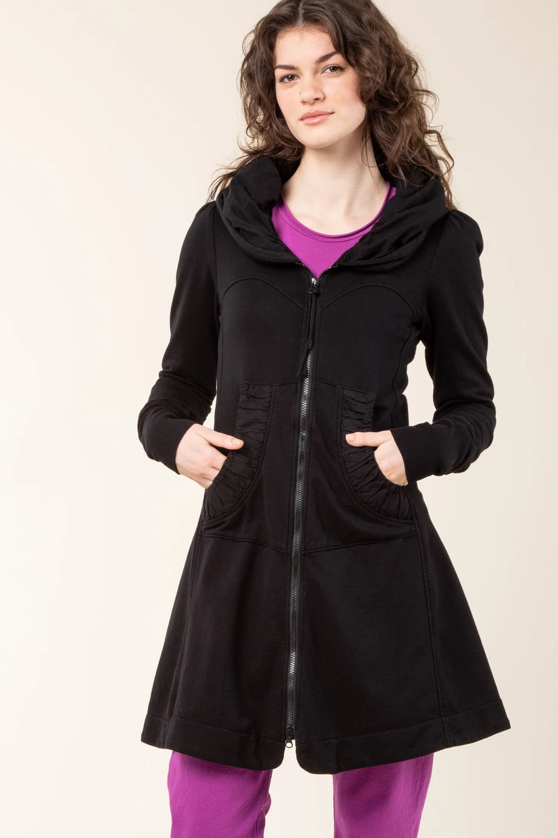 Long Cloak Hoodie in Black