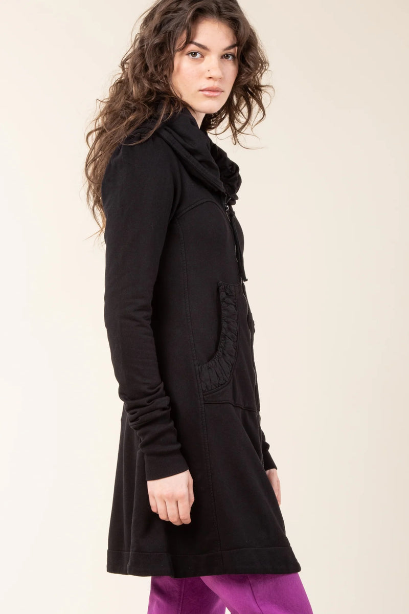 Long Cloak Hoodie in Black