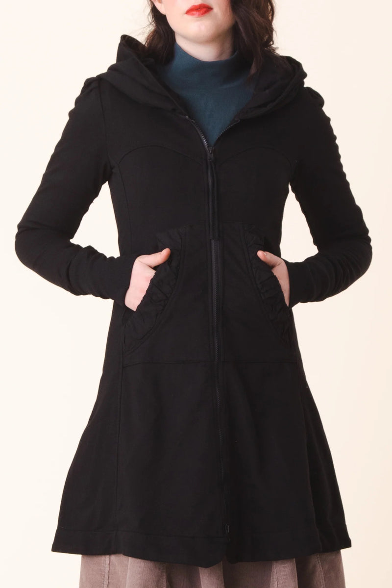 Long Cloak Hoodie in Black