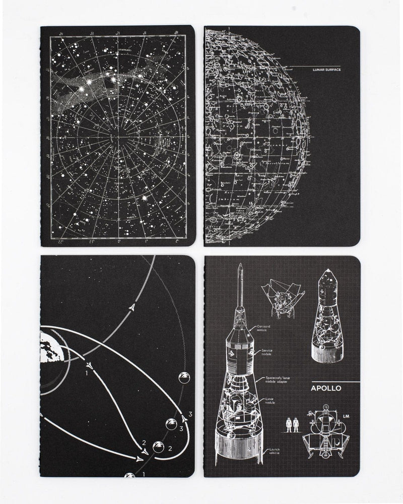 Lunar Landing: Space Exploration Pocket Notebook Set of 4