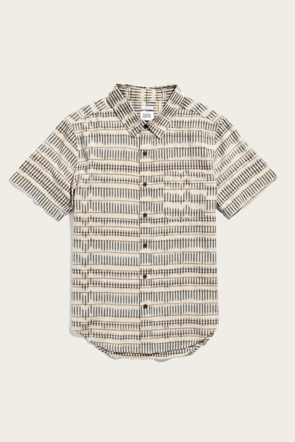 The Malcolm Shirt - Mushroom Ikat Stripe